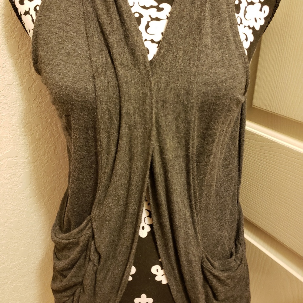 Womens Grey Vest Top with Pockets